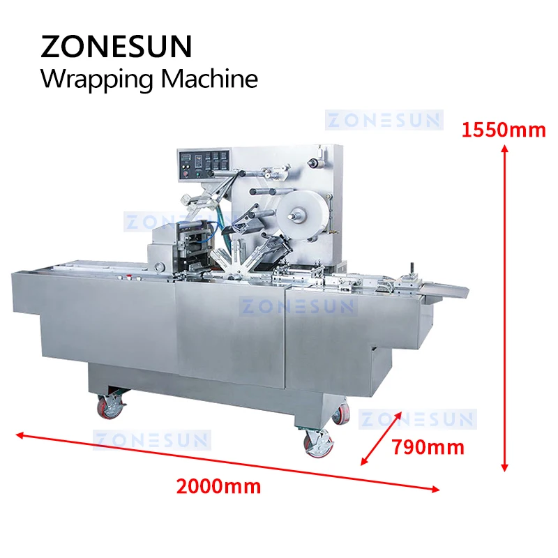 ZONESUN BOPP Machine de conditionnement à flux horizontal entièrement automatique, Bancs d'emballage pour parfum Poker cosmétiques boîte alimentaire ZS-BT250