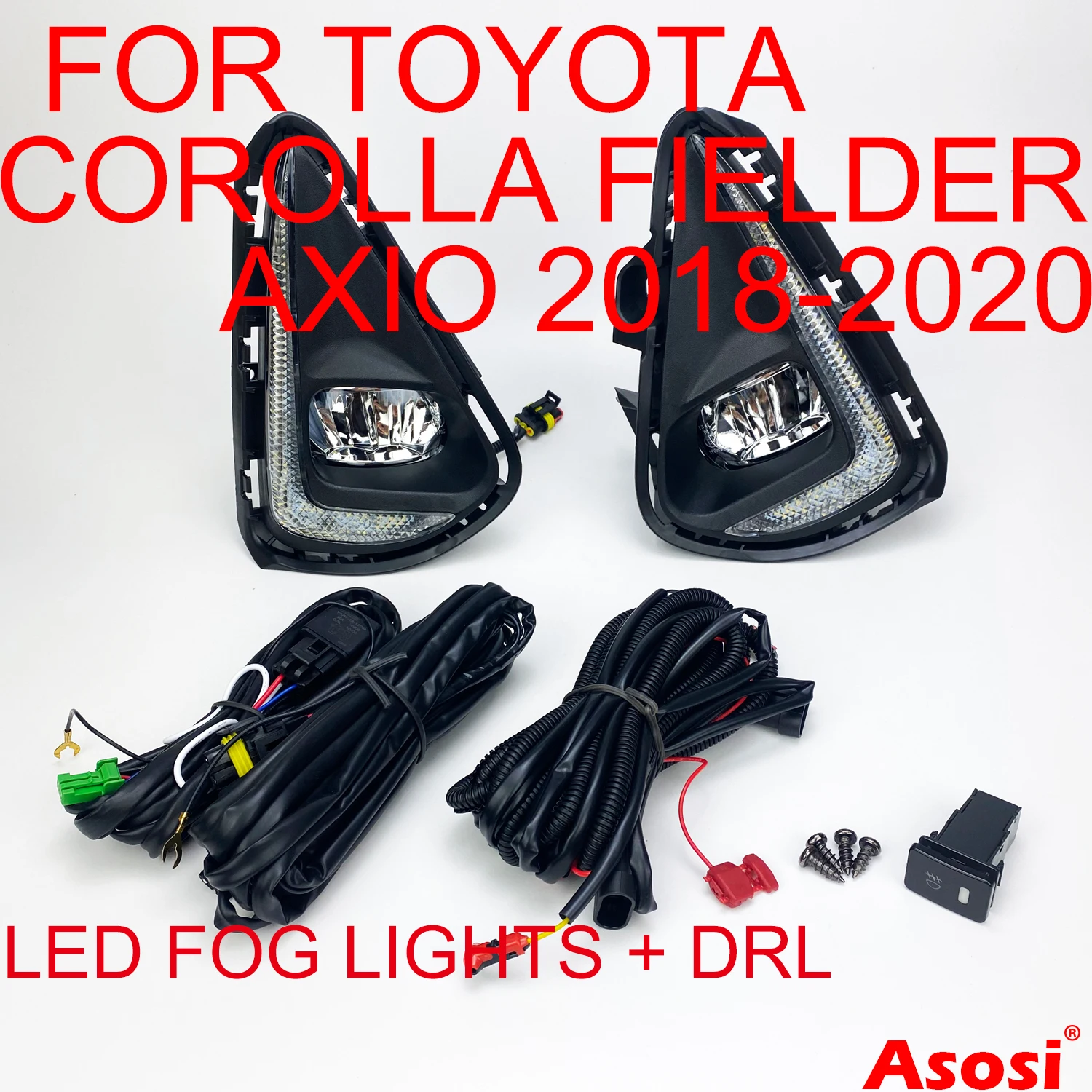 

Bumper LED Fog Lamps + DRL Daytime Running Lights For Toyota Corolla Axio Fielder 2018 2018 2020 Passenger Driver Side Full Set