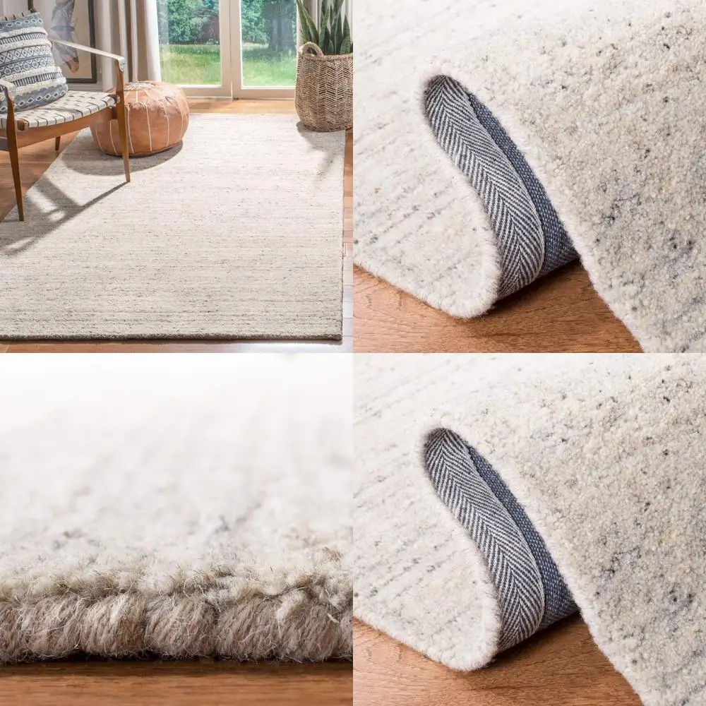 

3x5ft Ivory Handcrafted Wool Accent Rug - Perfect for Entryways, Living Rooms, and Bedrooms (HIM413A)