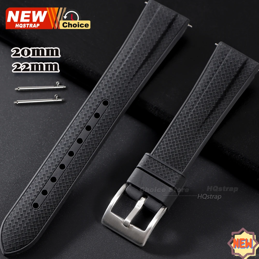 Nouveau bracelet en silicone à motif à carreaux en fibre, 20 mm 22 mm, pour montre Omega, bracelet en caoutchouc pour Seiko, bracelet pour Rolex, ceinture à libération rapide