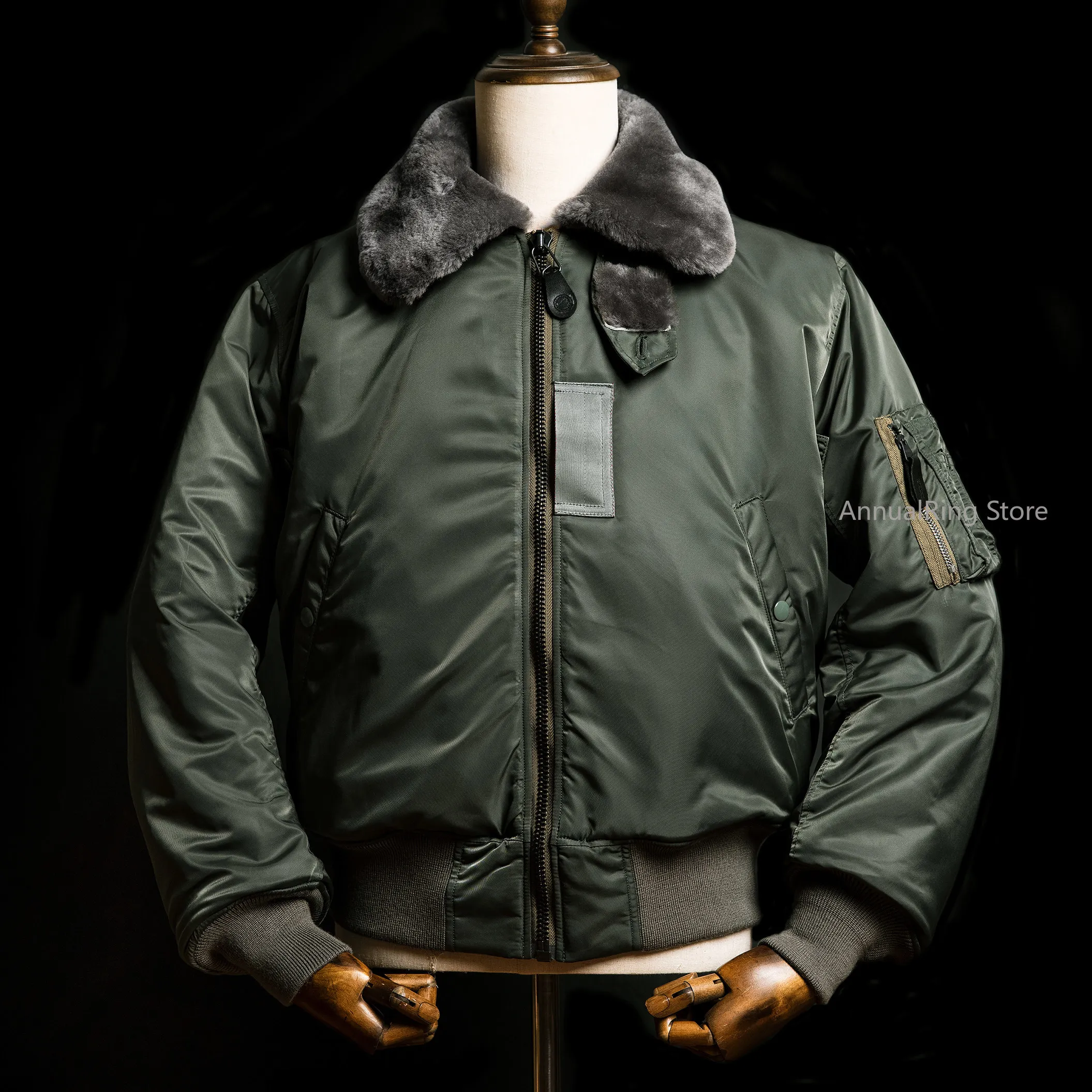 Red Tornado Men B15D Flight Jacket Loose Thick Vintage Workwear Short Coat Air Force Pilot Outerwear Autumn Winter