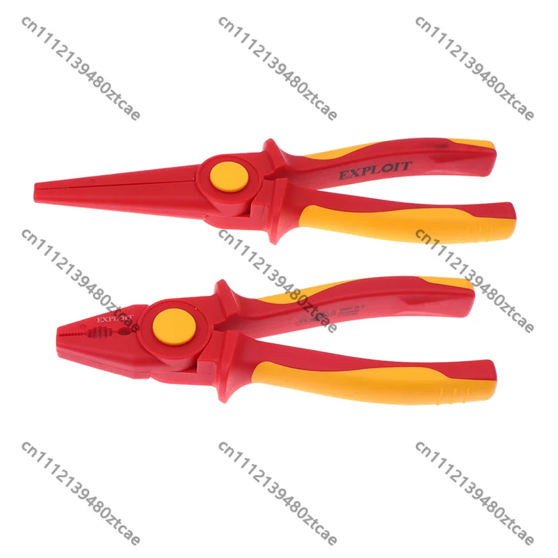 Solid Insulated Plastic Pliers 1000V High Voltage Resistant Non-slip Handle Insulated Wire Pliers Needle-nose Pliers