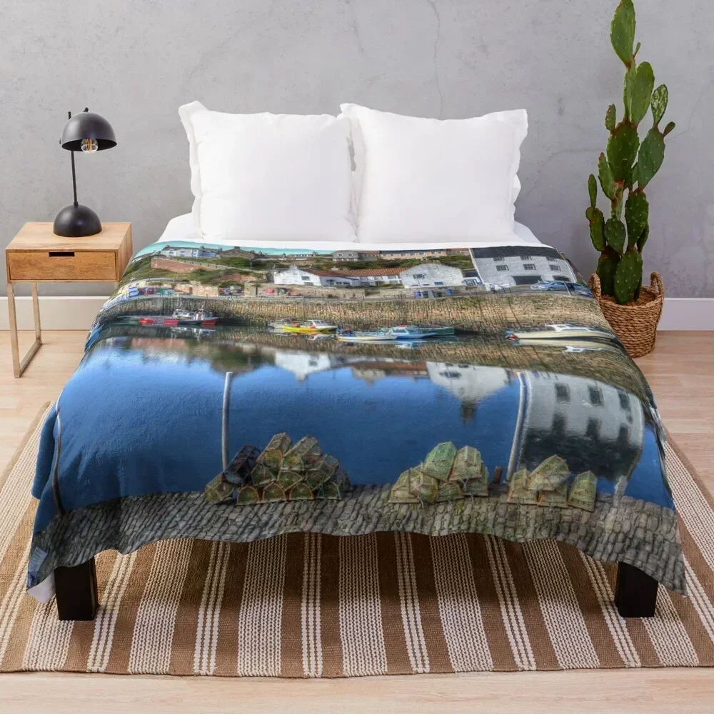 

Artist Painting Crail Harbour Fife. Throw Blanket Flannel Fleece Soft Warm Throw Blanket