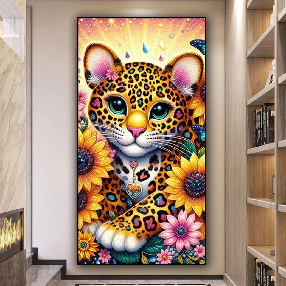 

Colorful Leopard Sunflowers Diy Diamond Painting New 2024 Full diamond Mosaic Art Tiger jewelry Cross stitch Home Decor Gift