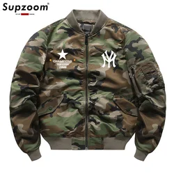 Supzoom Fashion Motorcycle Solid Color Coat Large Military Uniform Foreign Casual Baseball Jackets Bomber Air Force Pilot Jacket