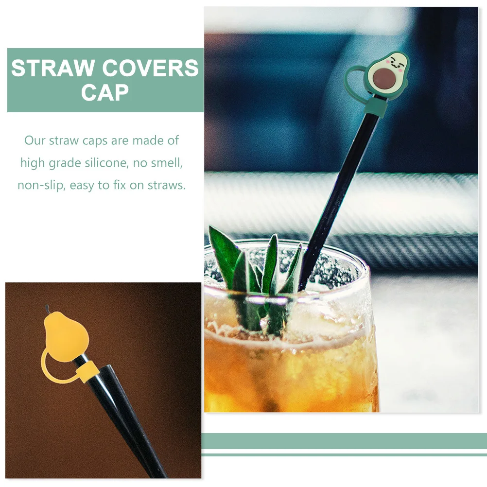 

6Pcs Straw Cover Caps Cute Silicone Tips No Smell Non Slip for Reusable Straws Portable and Lightweight Straw Cover