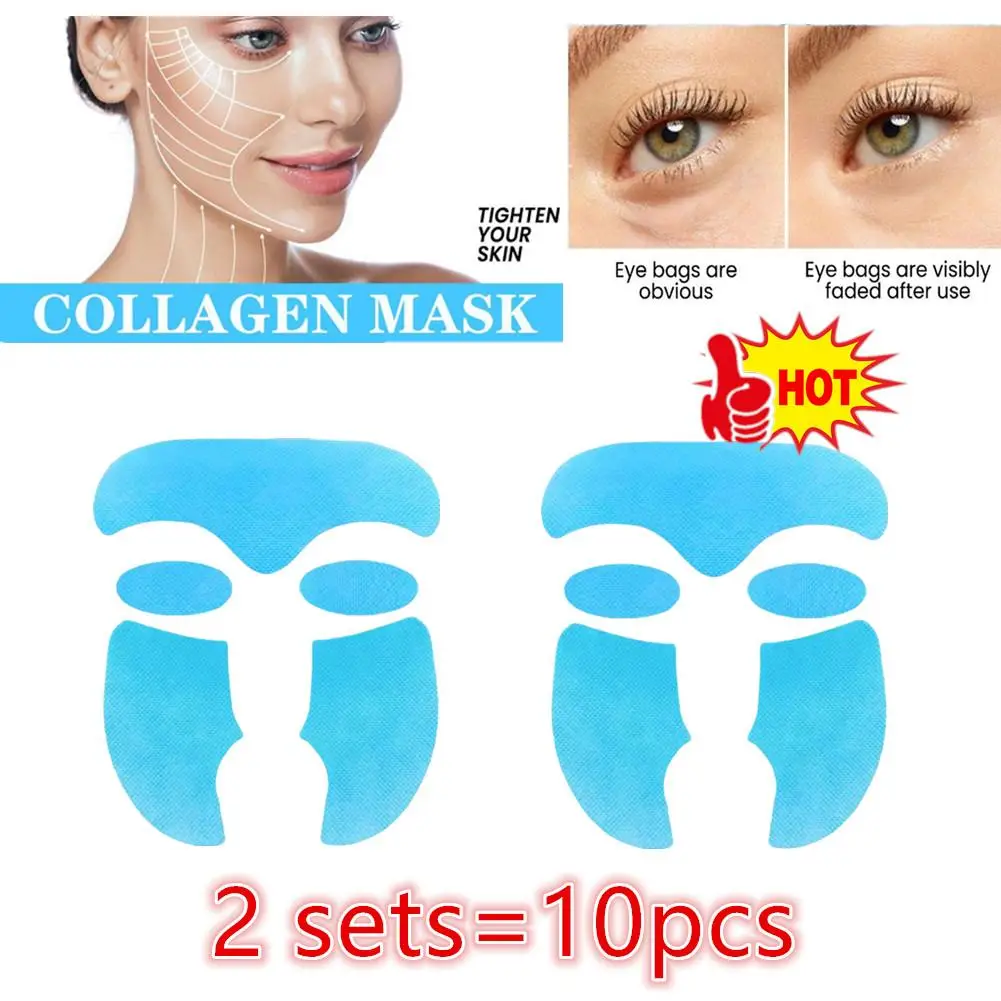 

2set Ollagen Mask Set Anti-aging Wrinkles Paper Soluble Facial Mask Face Skin Cheek Sticker Forehead Patch Smile Lines Patches