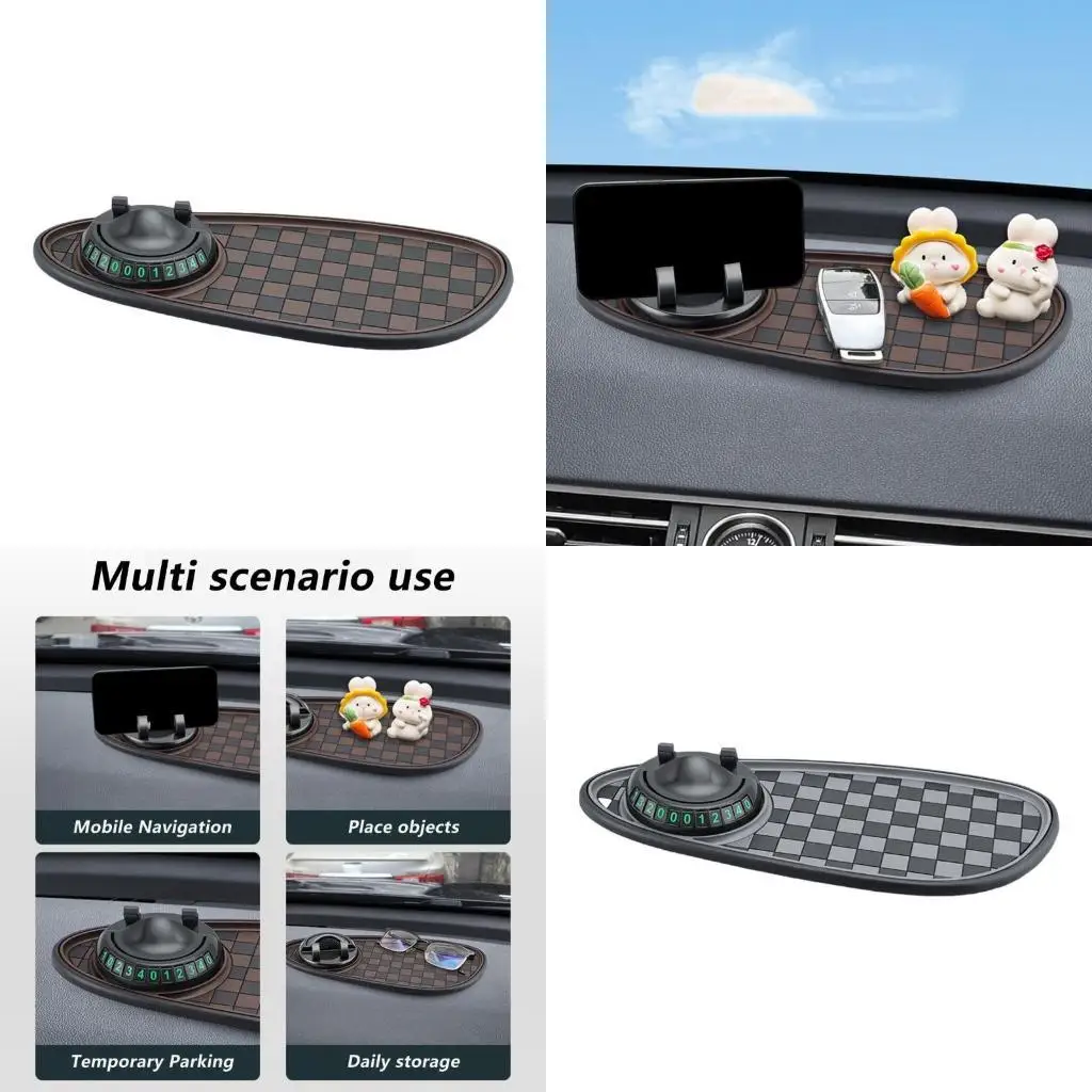 

02DE 3 in 1 Car Center Console Organizers Dashboard Phone Mount Not Skid Pad Detachable Invisible Contact Information Feature