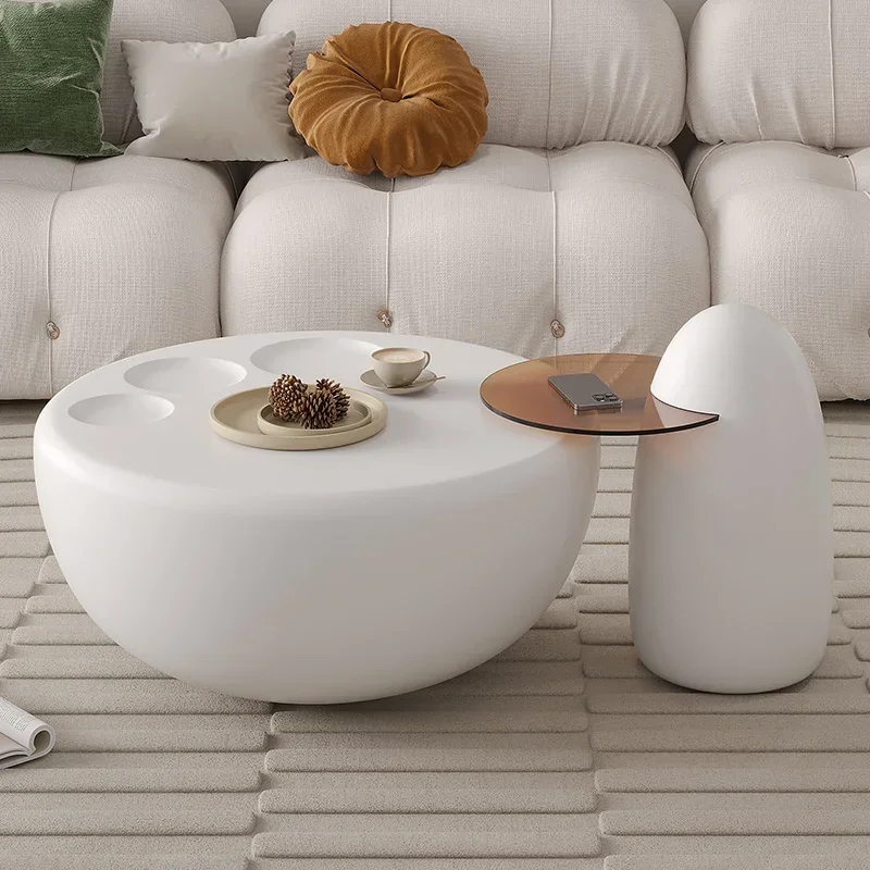 

Household Small Apartment Cat's Paw New round Minimalist Design High-Grade Tea Table