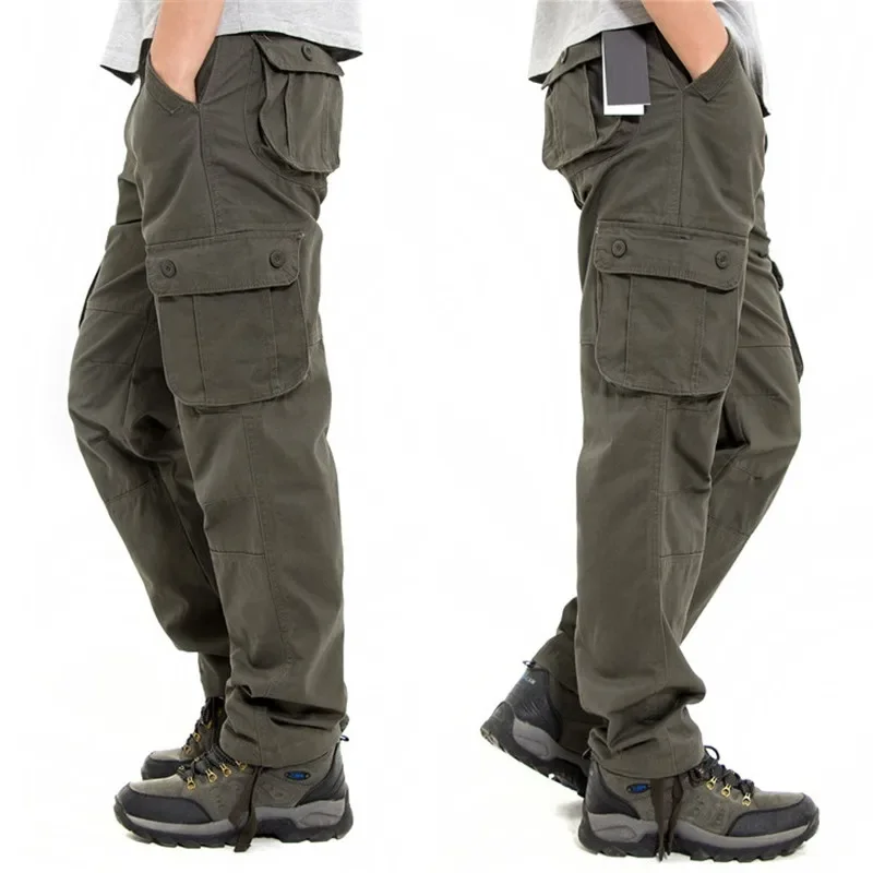 Mannen Cargo Broek Mens Casual Multi Pockets Militaire Grote Maat 44 Tactische Broek Mannen Uitloper Army Rechte Broek Lange broek