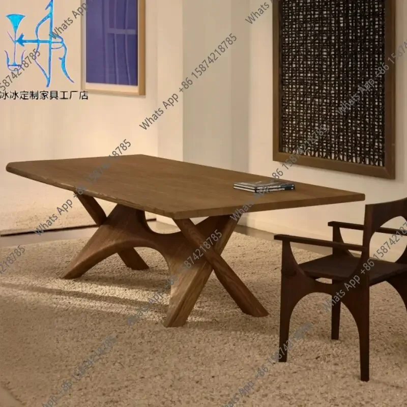 

X25 Medieval Style Solid Wood Home Dining Table Wabi Wind Living Room Integrated Designer Desk Worktable Desk Long Table