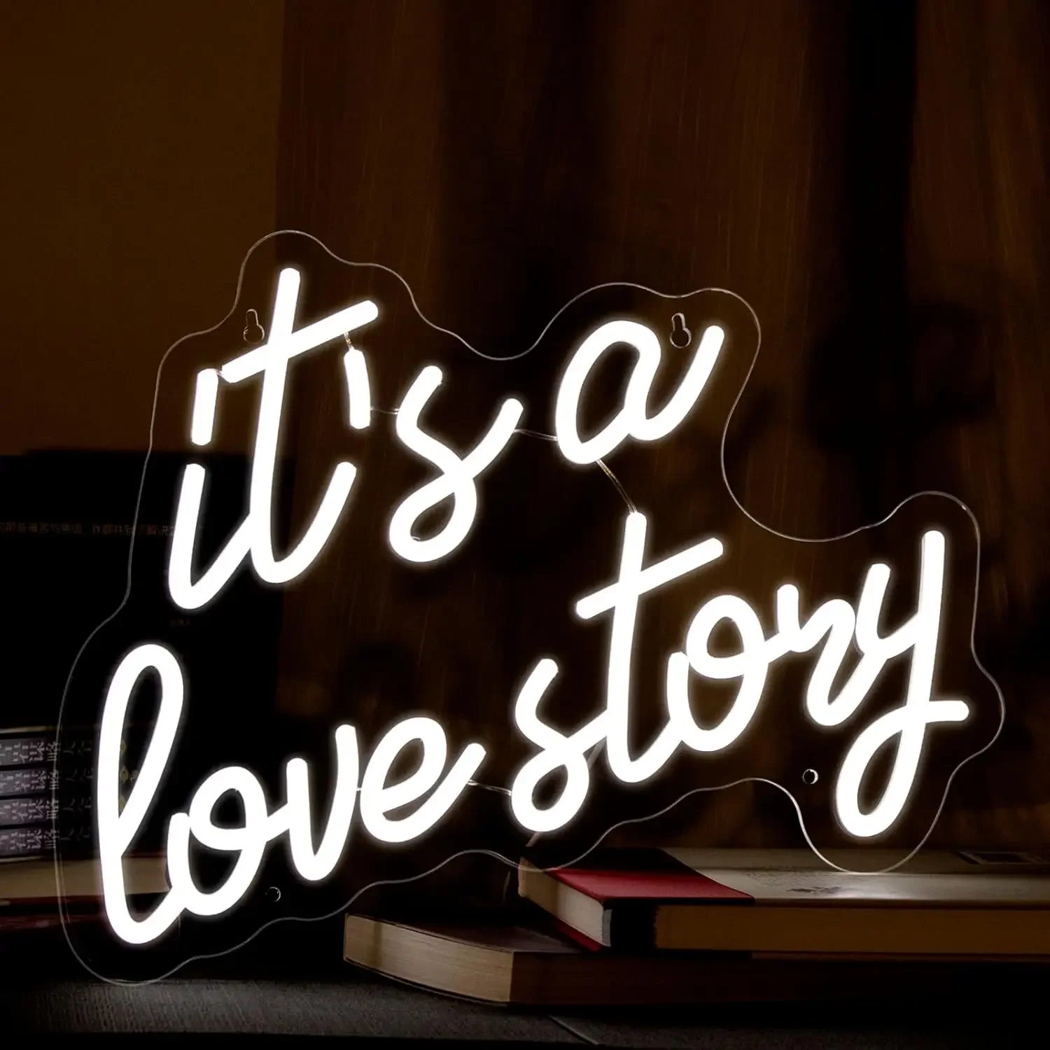 

It's a Love Story Neon Sign, LED Neon Love Sign Light for Room Decor Wedding Engagement Bachelorette Party , USB Powered