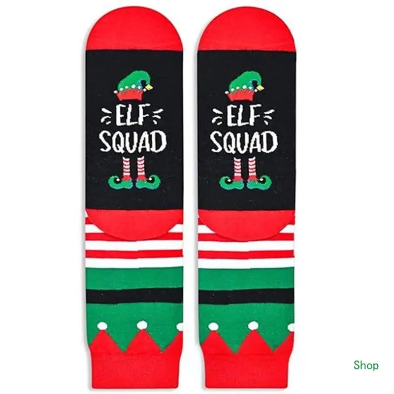 Livraison directe nouveauté lettres chaussettes noël drôle vacances Santa bonhomme neige à motifs Festival équipage pour