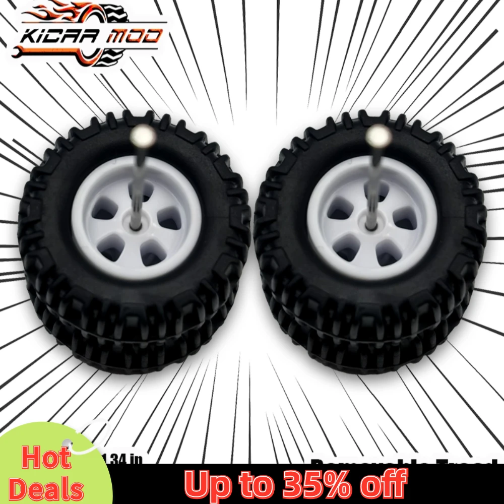 1/64 Model Car Wheels with Rubber All Terrain Tires Blade Spoke Refitting Parts for Off-road Vehicle HotWheels Large Size 1 Set