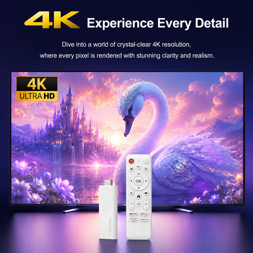 H96Max RK3518 TV Stick Android14 Quad Core BT5.4 4K a 60fps Wifi6 2.4G y 5G 2GB 16GB Asistente de Voz de Google Reproductor Multimedia AI TV Stick 6