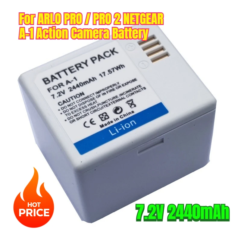 

7.2V 2440mAh for ARLO PRO / PRO 2 NETGEAR A-1 Action Camera Battery