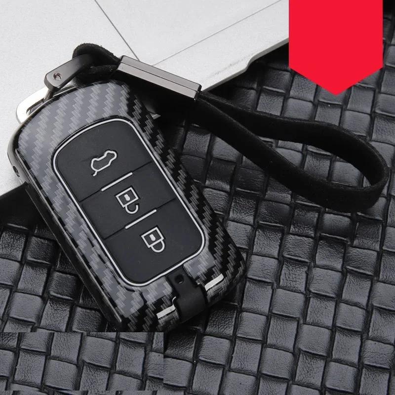 

Carbon Fiber Alloy+Silicone Car Key Fob Case Cover For Mitsubishi Outlander Lancer 10 Pajero Sport EX ASX Colt Grandis L200