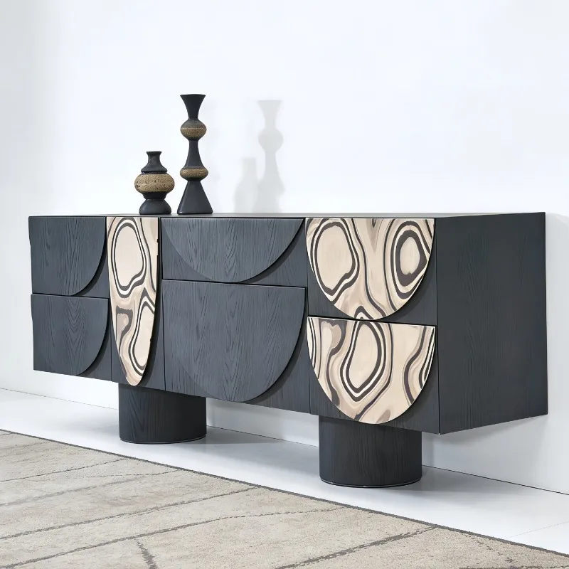 medieval lacquered dining side cabinet, entrance entrance cabinet, art printing decoration bedroom storage locker