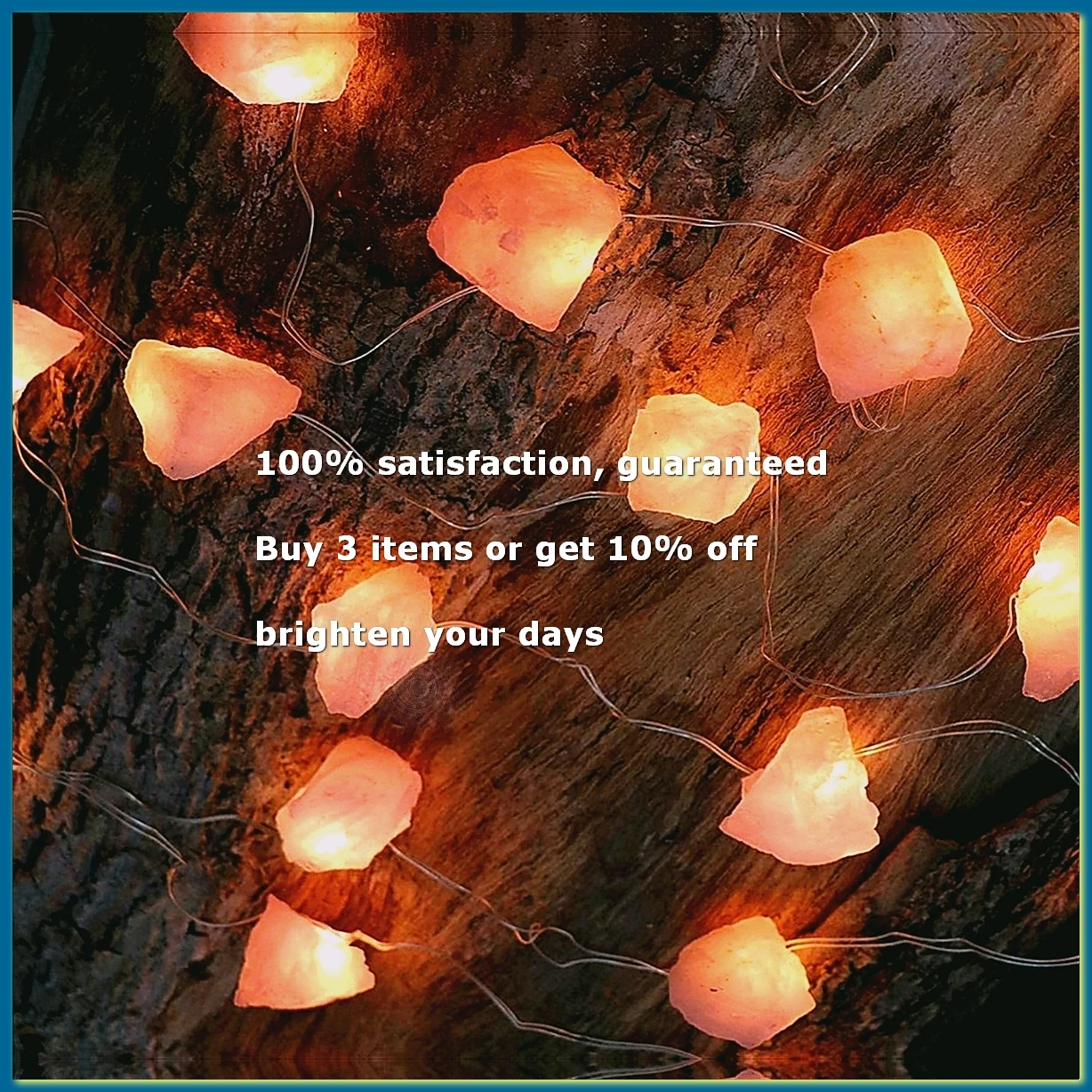 ●String Lights Battery 10 LED Natural Crystal Salt Warm Lights String Indoor Outdoor Home Decor-A57M