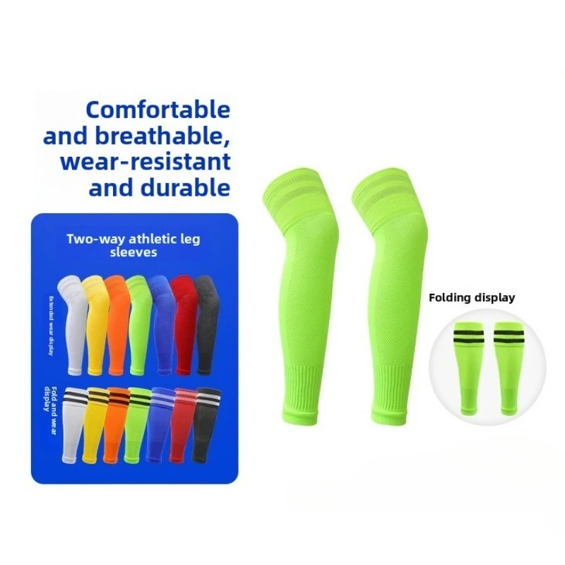 جوارب كرة قدم قابلة للتنفس فوق الركبة للبالغين والأطفال، واقيات أرجل أنبوبية طويلة بدون أكمام للقدم، واقيات قصبة الساق الرياضية #1