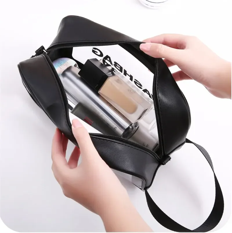 Sac de lavage de voyage Portable pour femmes, pochette de rangement transparente et étanche pour maquillage, organisateur de cosmétiques de grande capacité, étui de beauté pour femmes