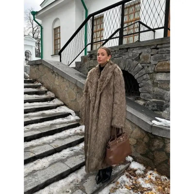 

Women's Pure Color Open Front Artificial Fur Coat Thiened Nine Sve Length PU Leather Ciwalk Non-fading Summer Jaet