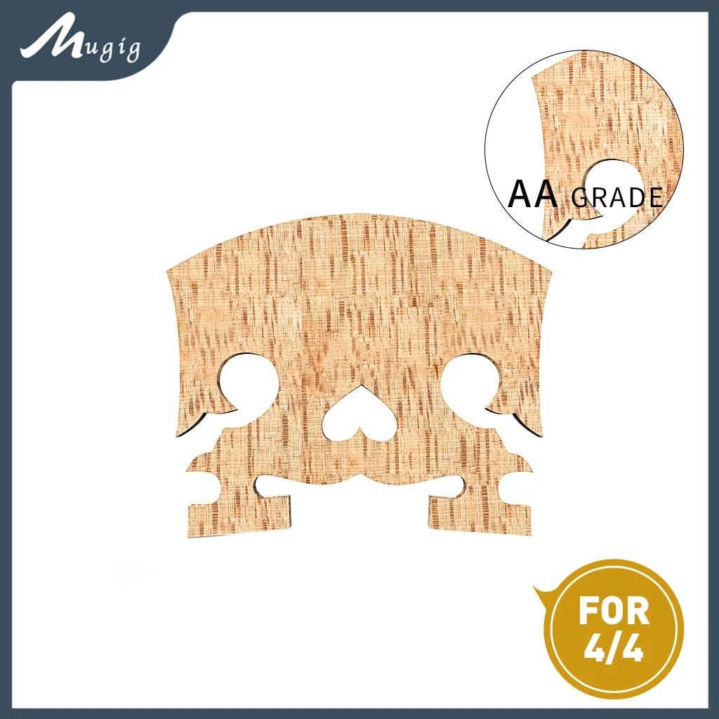 Mugig Fiddle Parts AA Grade Maple Wood Violin Bridge Upside Down Heart Baroque Violin Bridge For 4/4 Acoustic Or Electric Violin