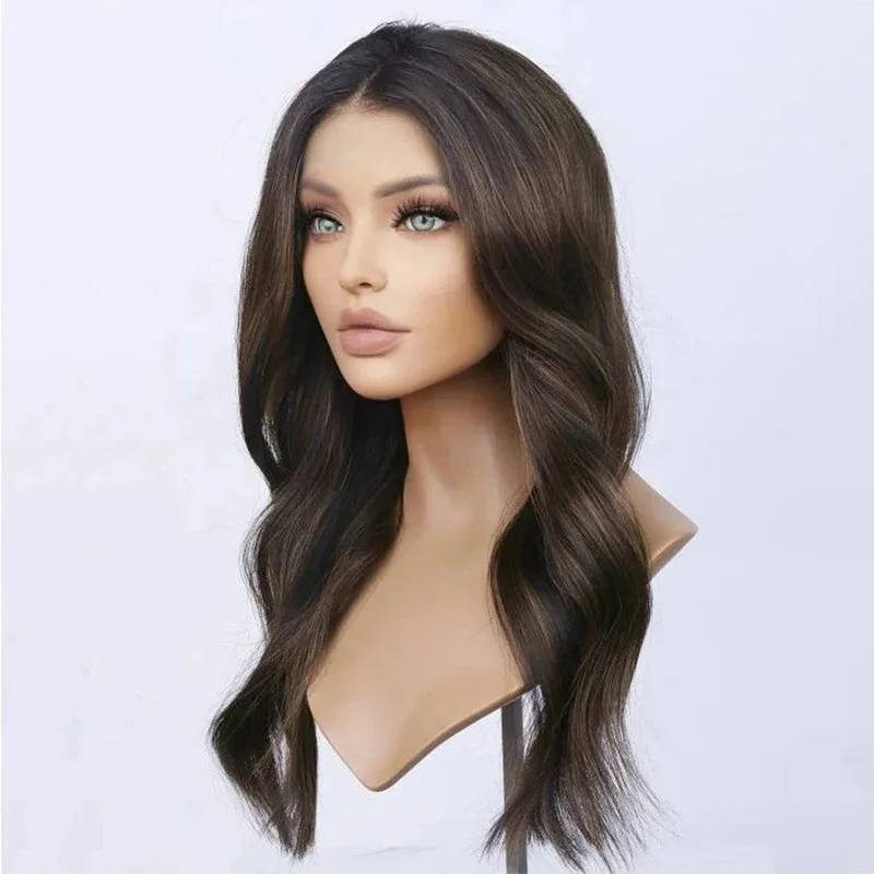 180Density Wave Soft Ombre Brown HD Lace Jewish 5x5 Silk Base European Human Hair Wig For Women BabyHair Glueless Preplucked