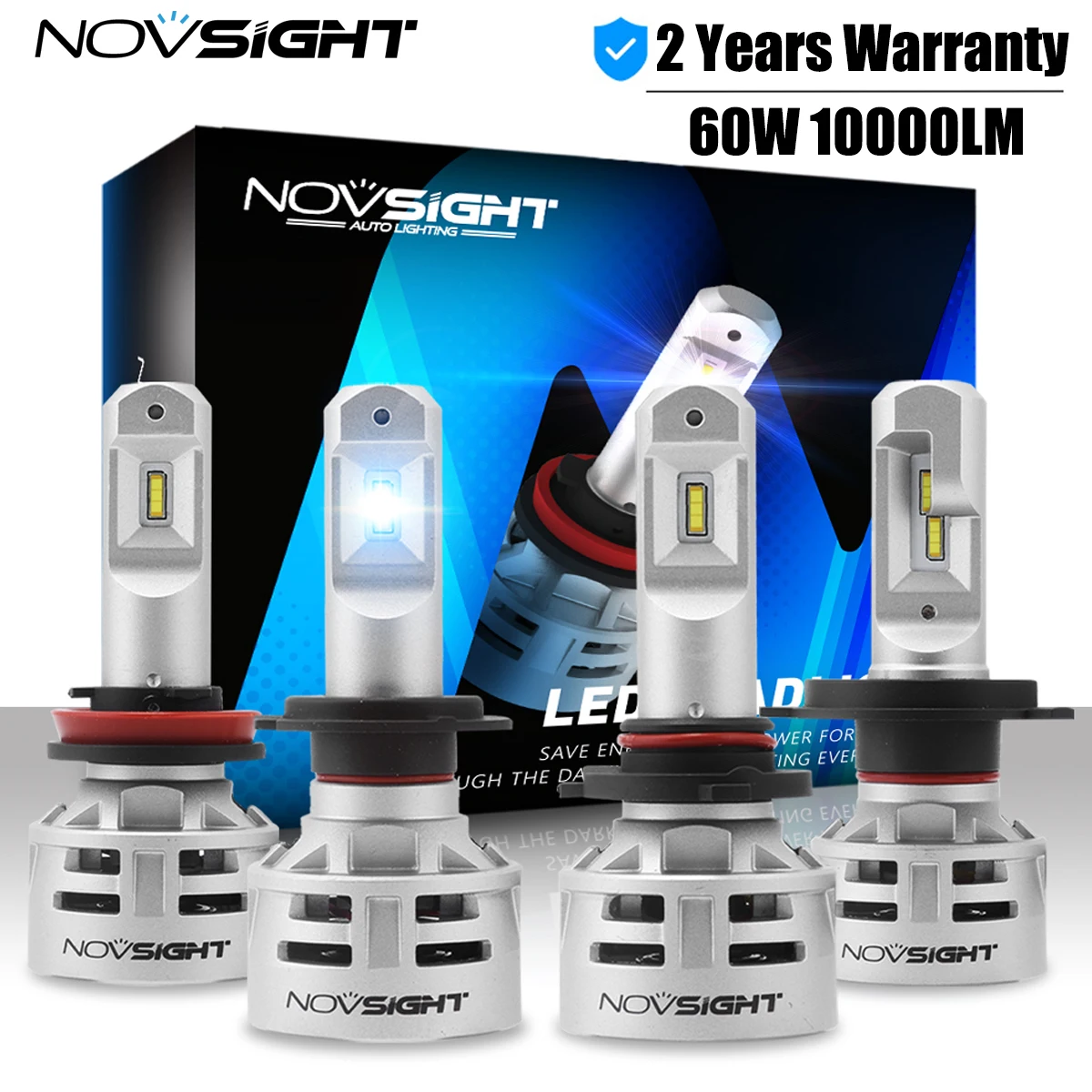 

NOVSIGHT H4 Led H7 H11 H8 H9 9005 HB3 9006 HB4 Car Led Headlights 6500K White 60W 10000LM 6500K White Fog Lights Car Lamp Bulbs