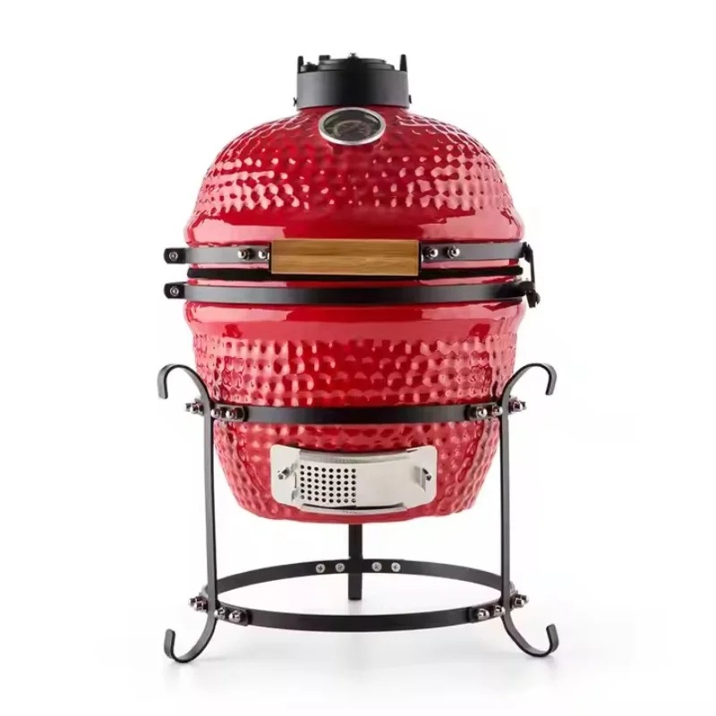 Professional high efficient egg shaped 13 inch small size Barbecue outdoor ceramic egg shaped charcoal BBQ grill kamado