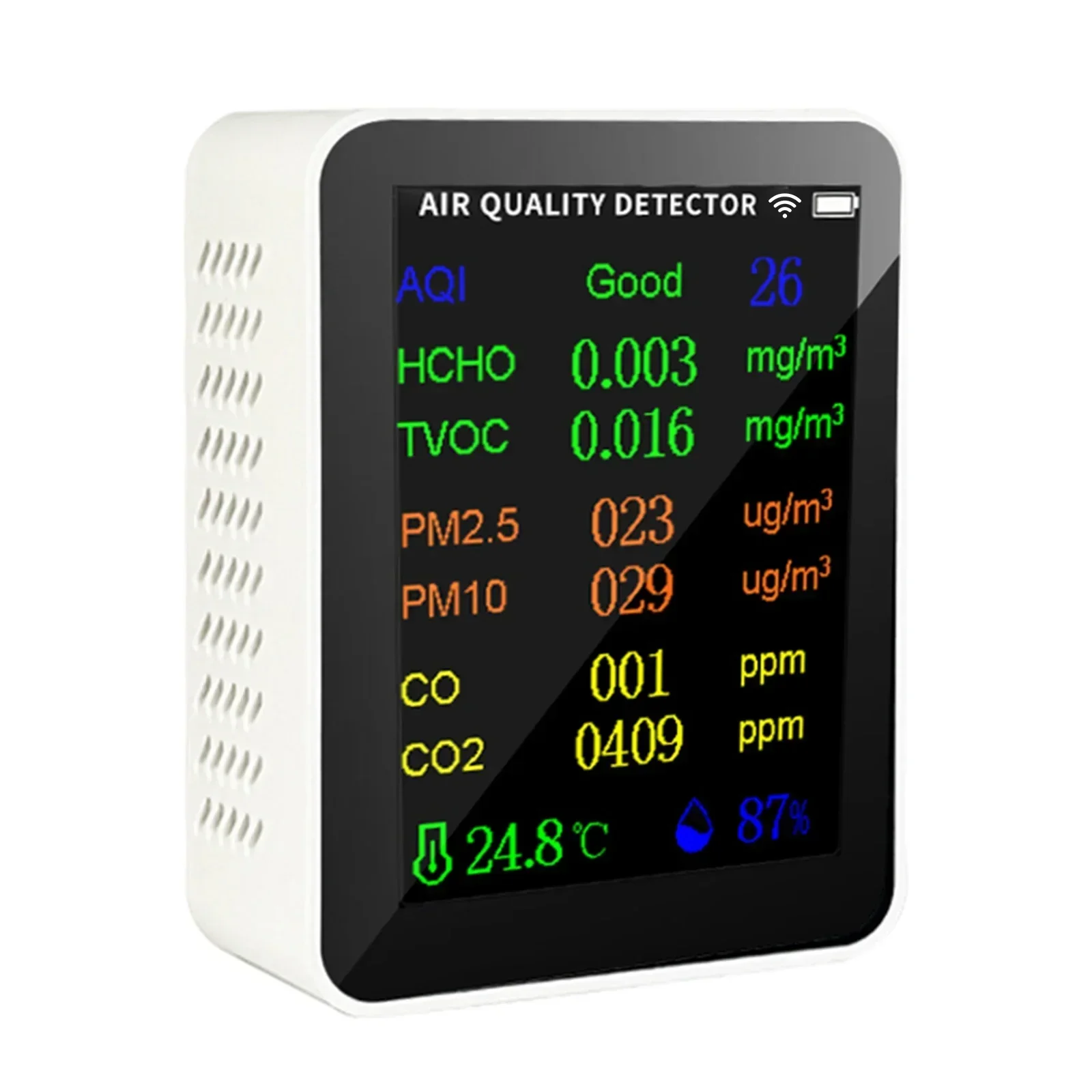 

10 in 1 WiFi Air Quality Meter PM2 5 PM10 HCHO AQI Temperature Humidity Tester Large TFT Colour Display Mobile App Control