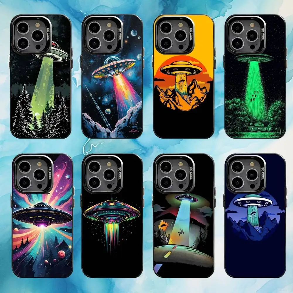 

UFO Alien Thing Phone Case For iPhone17,16,15,14,13,12,11 Plus,Pro Max Black Candy Matte Shockproof Cover