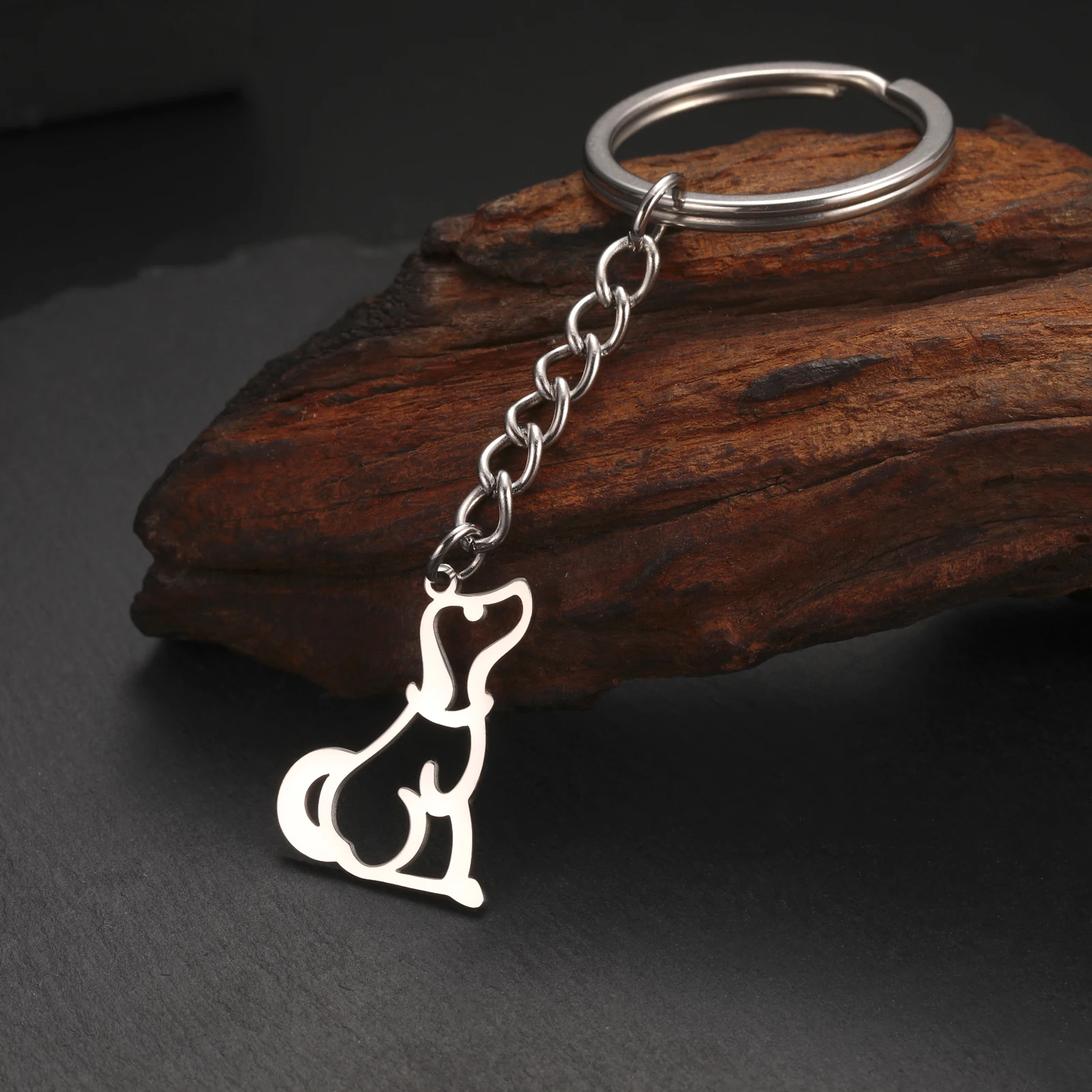 COOLTIME Cute Dog Dachshund Keychain Stainless Steel Fashion Puppy Animal Key Chain for Key Car Backpack Jewelry Birthday Gifts