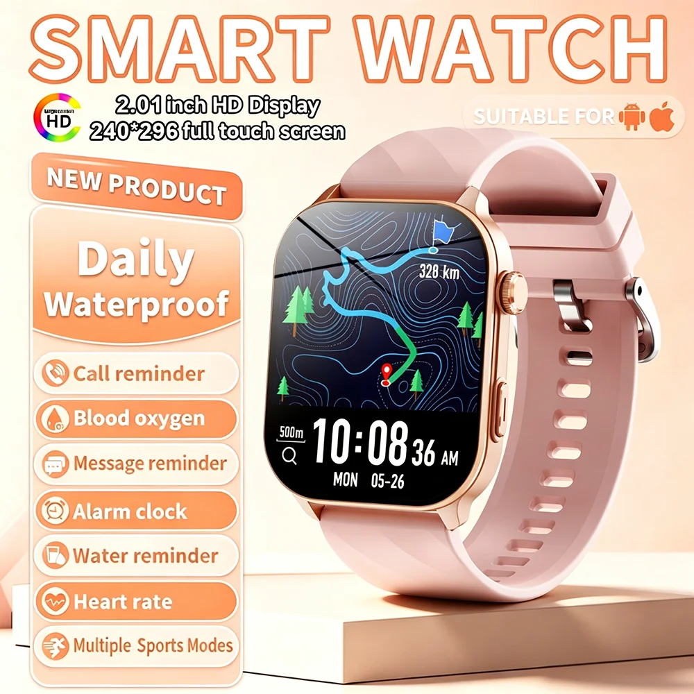 2026 New SmartWatch Bluetooth Call Smartwatch Full Touch Screen Music Fitness Tracker IP68 Waterproof Smartwatch For Android IOS