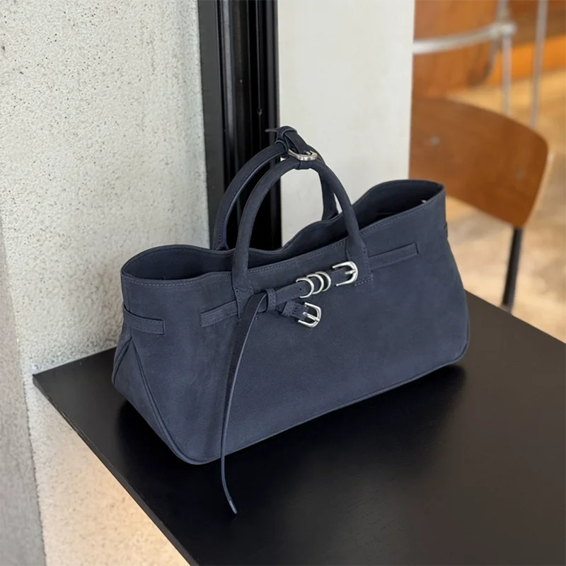 

Vintage Brand Women' Handbag Suede Shoulder Underarm Bag Large Capacity Frosted High-end Tote Bag Fashion Belt Buckle Clutch Bag
