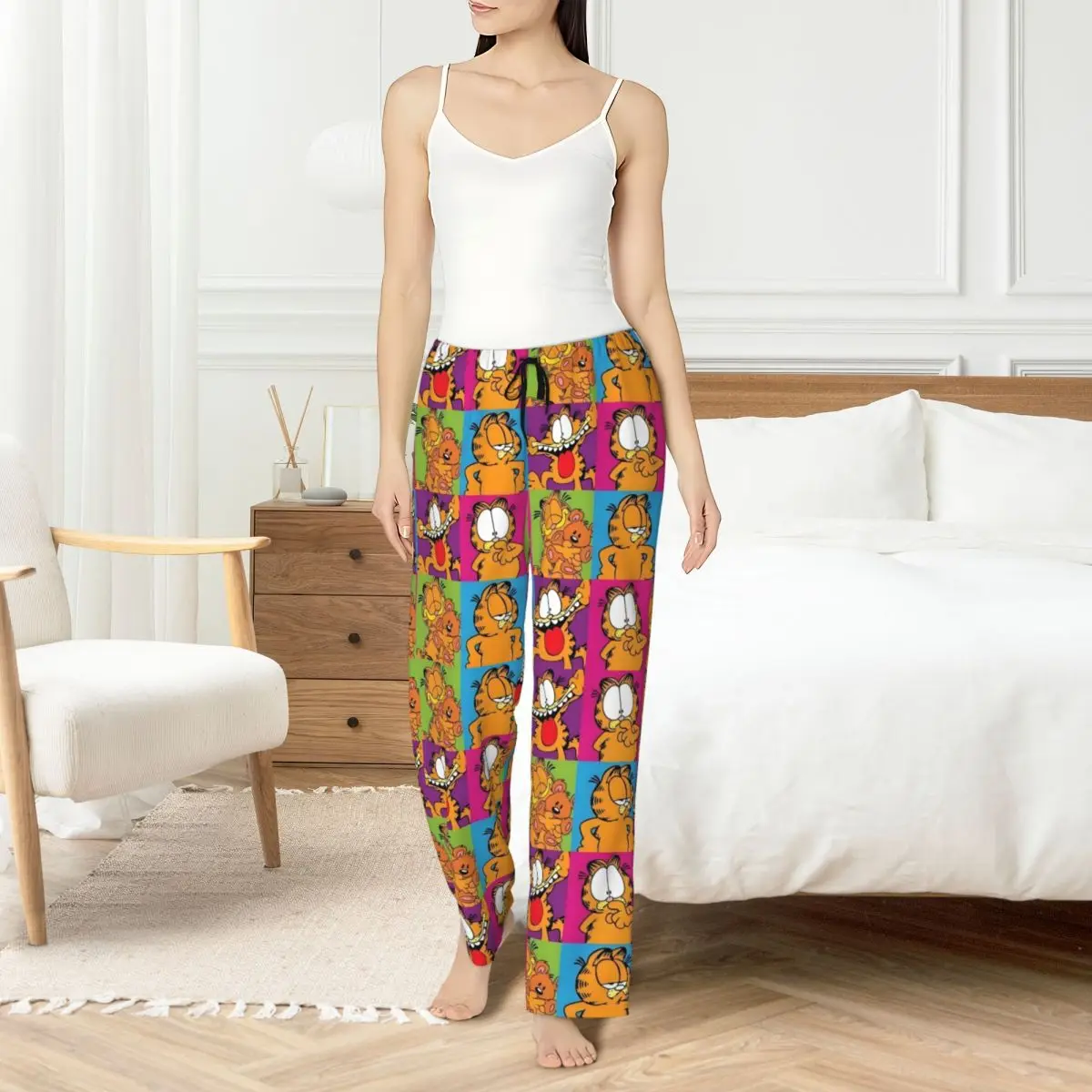 

Custom Print for Women G-Garfielded Pajama Pants Comic Cartoon Cat Sleepwear Sleep Lounge Bottoms with Pockets