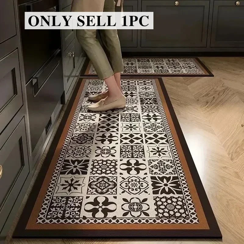 Rug for Kitchen Long Waterproof Pvc Leather Floor Mat Oil-proof Non-slip Foot Mats Home Decoration Carpet Alfombras De Cocina
