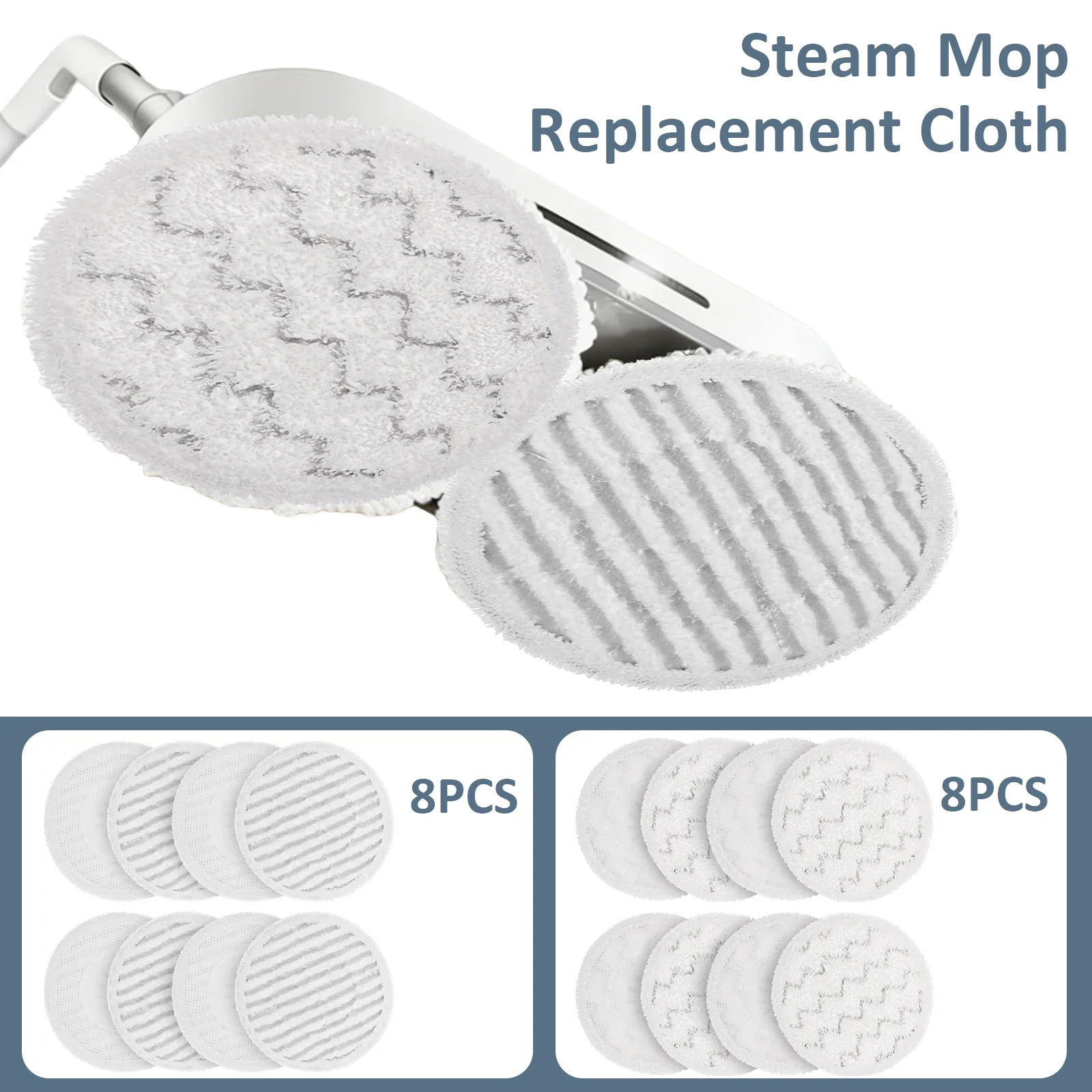 8Pcs Replacement Steam Mop Pad Round Water Absorbing Steam Cleaning Pad Accessories for S8201 S8001 S7201 S7000 S7005 XKITP7000