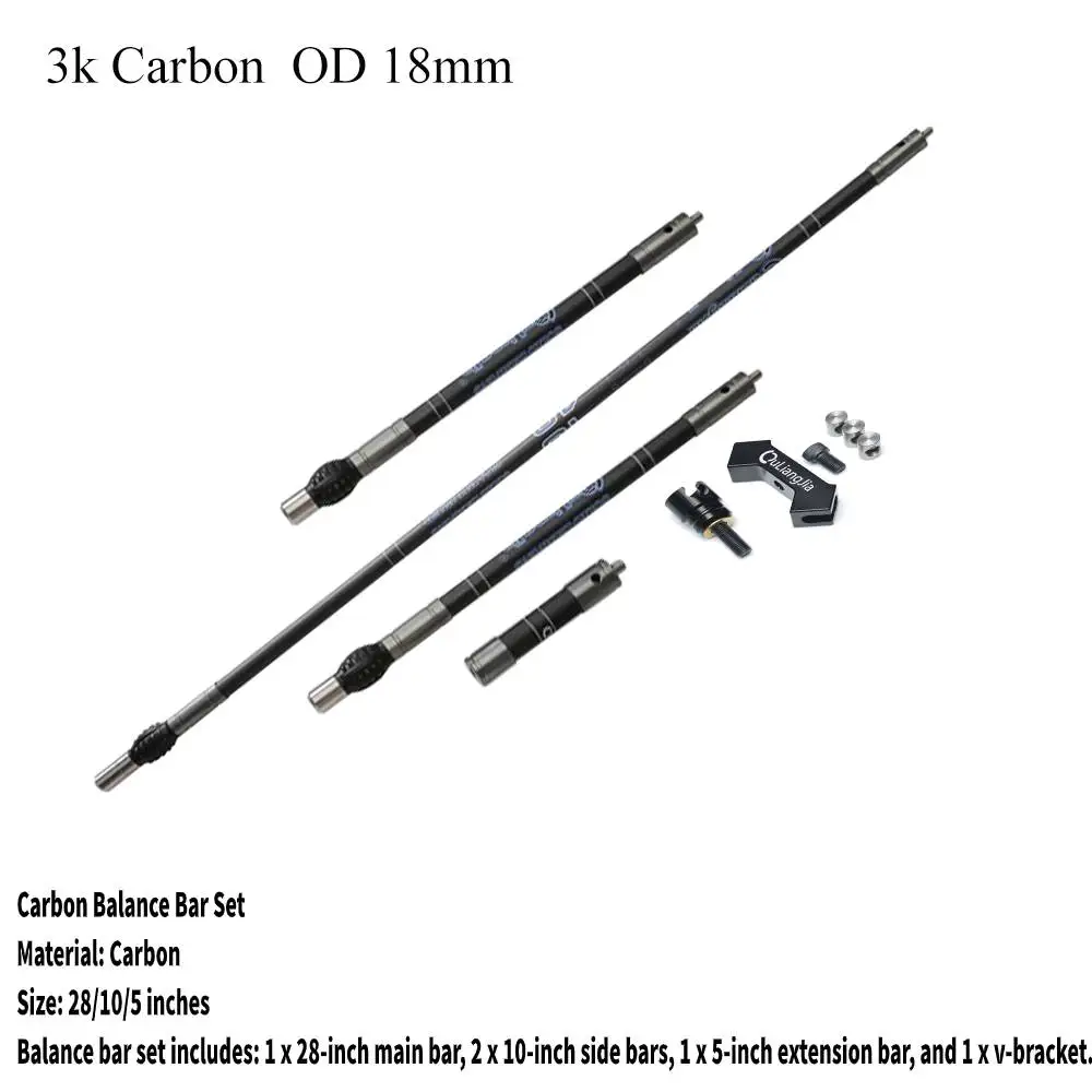 

18mm 3K Archery Carbon Stabilizer Bar Bow Balance Rod Short Side Extender Main Long Rod For Outdoor Shooting Archery Accessories