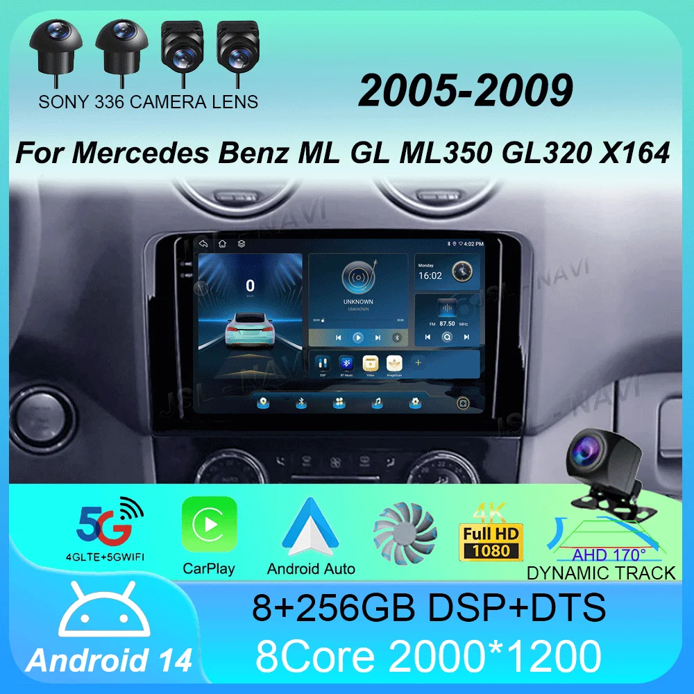 Android 14 Car Radio For Mercedes Benz ML GL ML350 GL320 X164 2005 - 2009 Multimedia Video Player Navigation stereo GPS