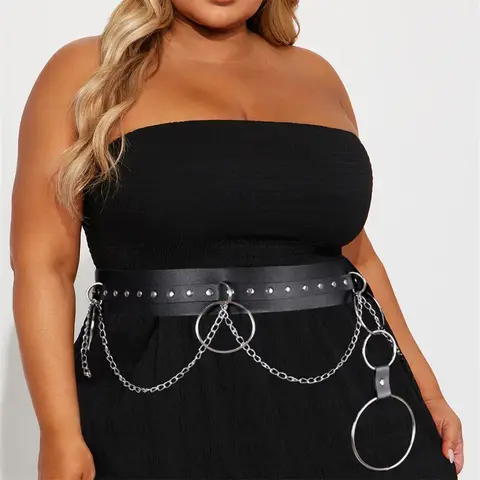 Plus Size Women Fashion Harness Belt Chest Harness Corset Faux Leather Lingerie Goth Fetish Rave Clothing Harness Waist 128cm