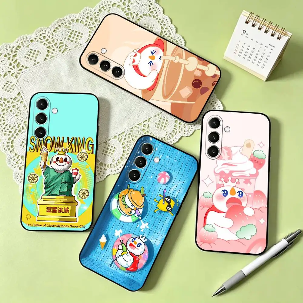 m-Mixue Bingcheng Snow King Phone Case For Samsung Galaxy A73,A72,A71,A70,A53,A52,A51,Soft Silicone Black Cover