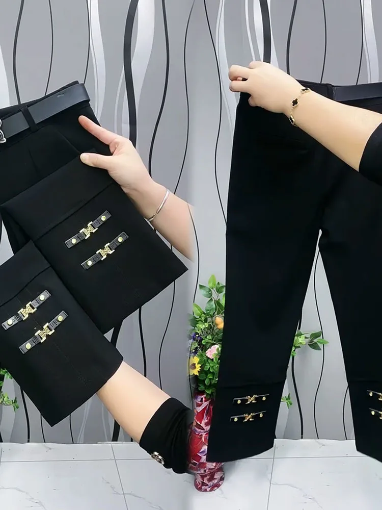 

Women's 2025 Spring and Autumn New Slim High Waist Casual Pants with European Goods and Versatile Suit Pants