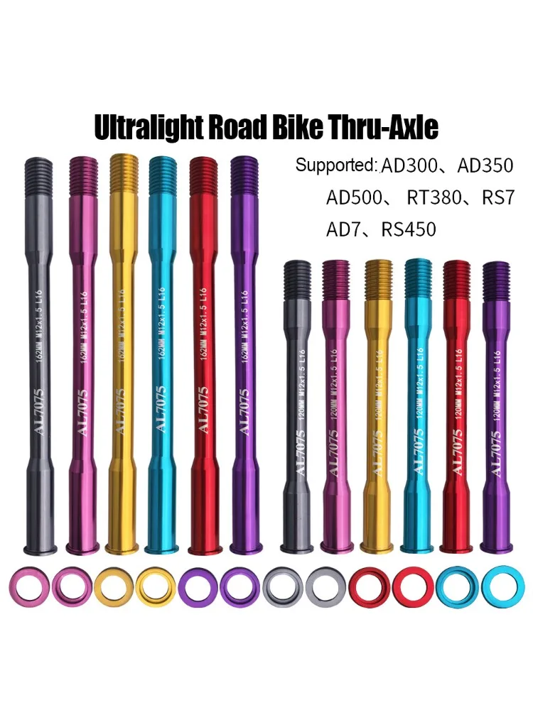 AliExpress NONE Road Bike Double-Ended Fort 120MM/Rear 162MM M12*1.5 L16 Thru-Axle AD350/300/500/RT380/RS360/RS450 Ultralight Bicycle Accessorie