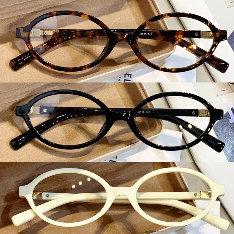 Leopard Print Oval Frame Glasses Women Lovely Anti Blue Light Plain Eyewear Finish Optical Spectacle Computer Clear Glasses Gift
