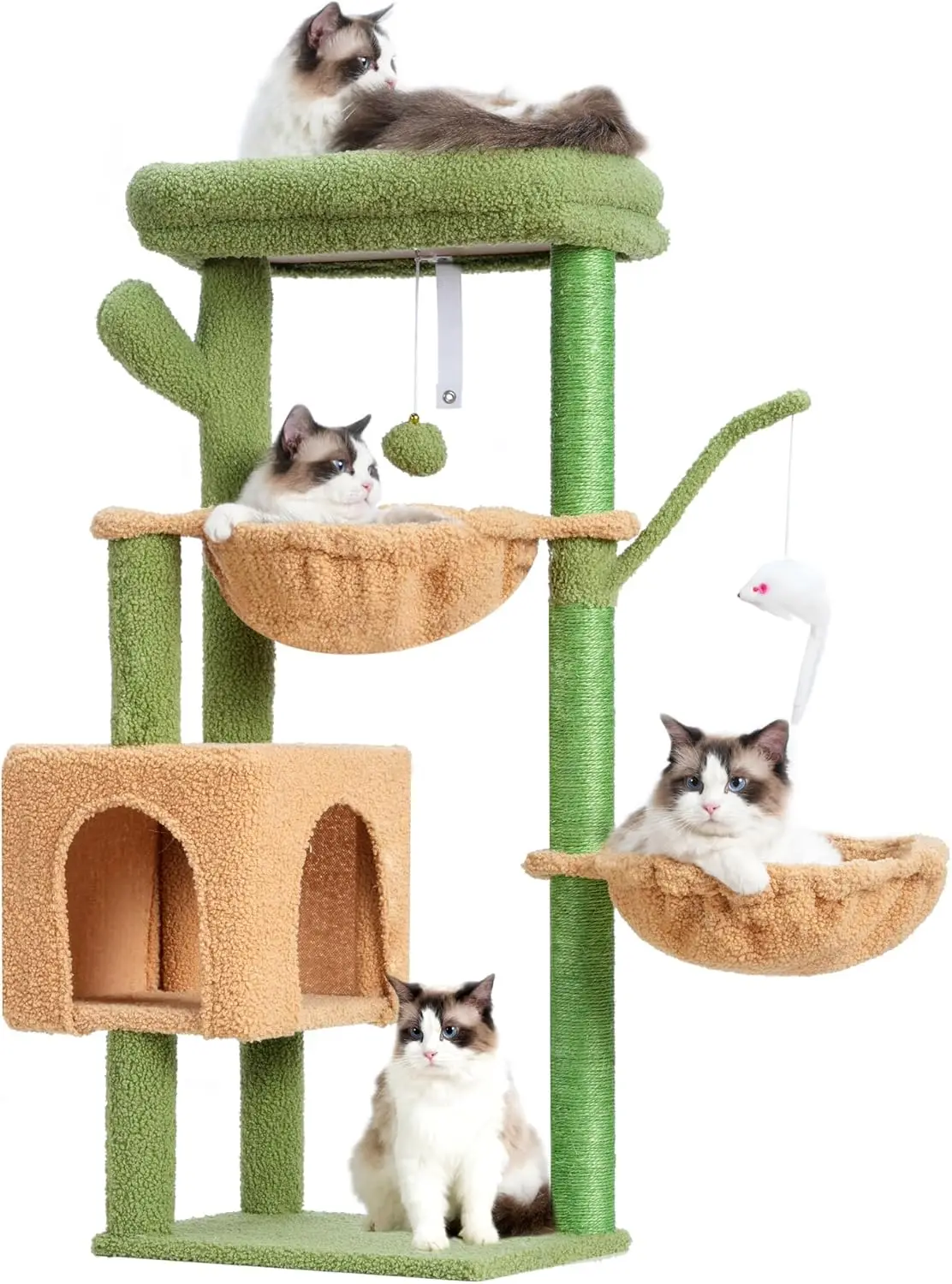 

Кошачья лежанка-когтеточка Heybly, 39,4 дюйма, в форме кактуса, с сизалевым столбом, для домашних кошек, полностью обтянутая сизалем, мягкая