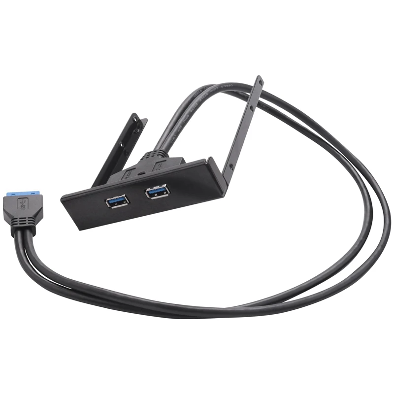 컴퓨터 PC용 USB 3.0 전면 패널 허브, 2 포트 확장 베이, 20 핀-USB 3.0 브래킷 케이블, 2X