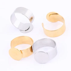 10pcs Adjustable 12mm Circle Pad Ring Base Setting Blanks Stainless Steel Gold Plated Fingerring Bezels For Jewelry Making