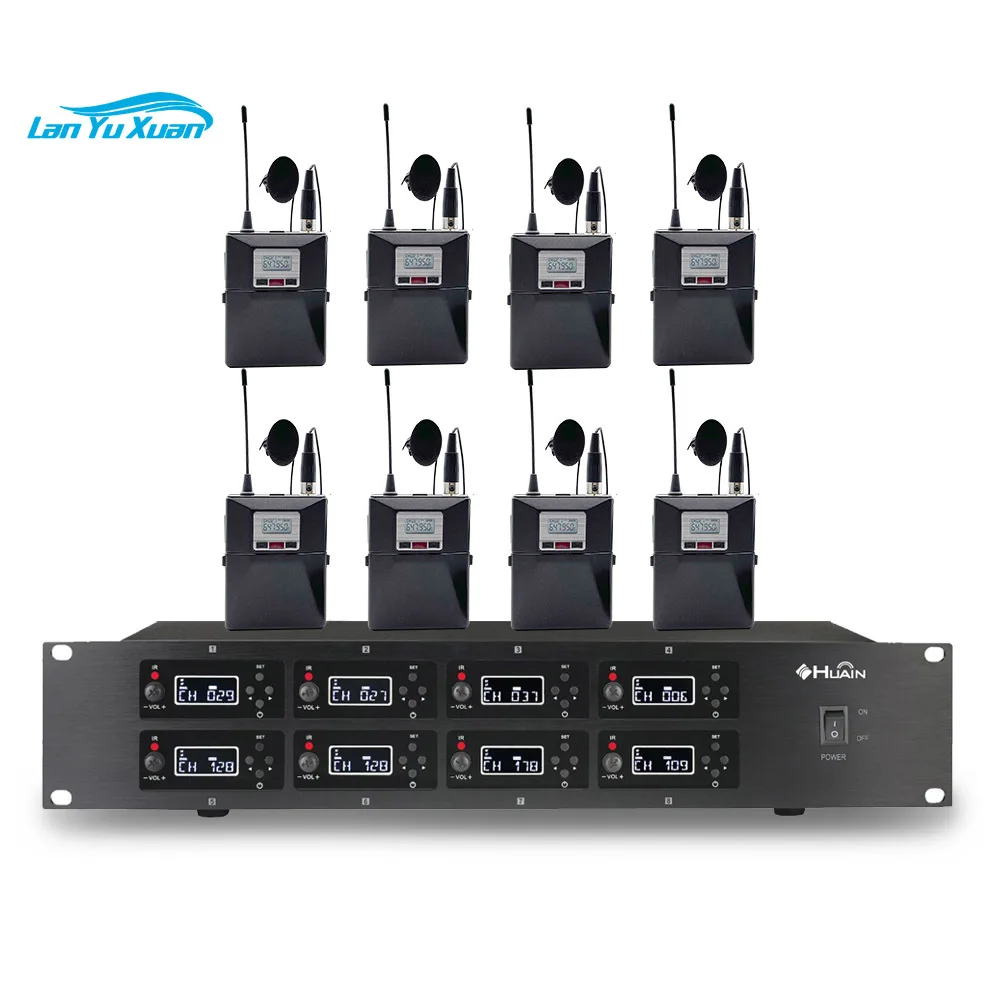 

8 channel wireless lapel mic system lavalier uhf wireless microphone for Conference