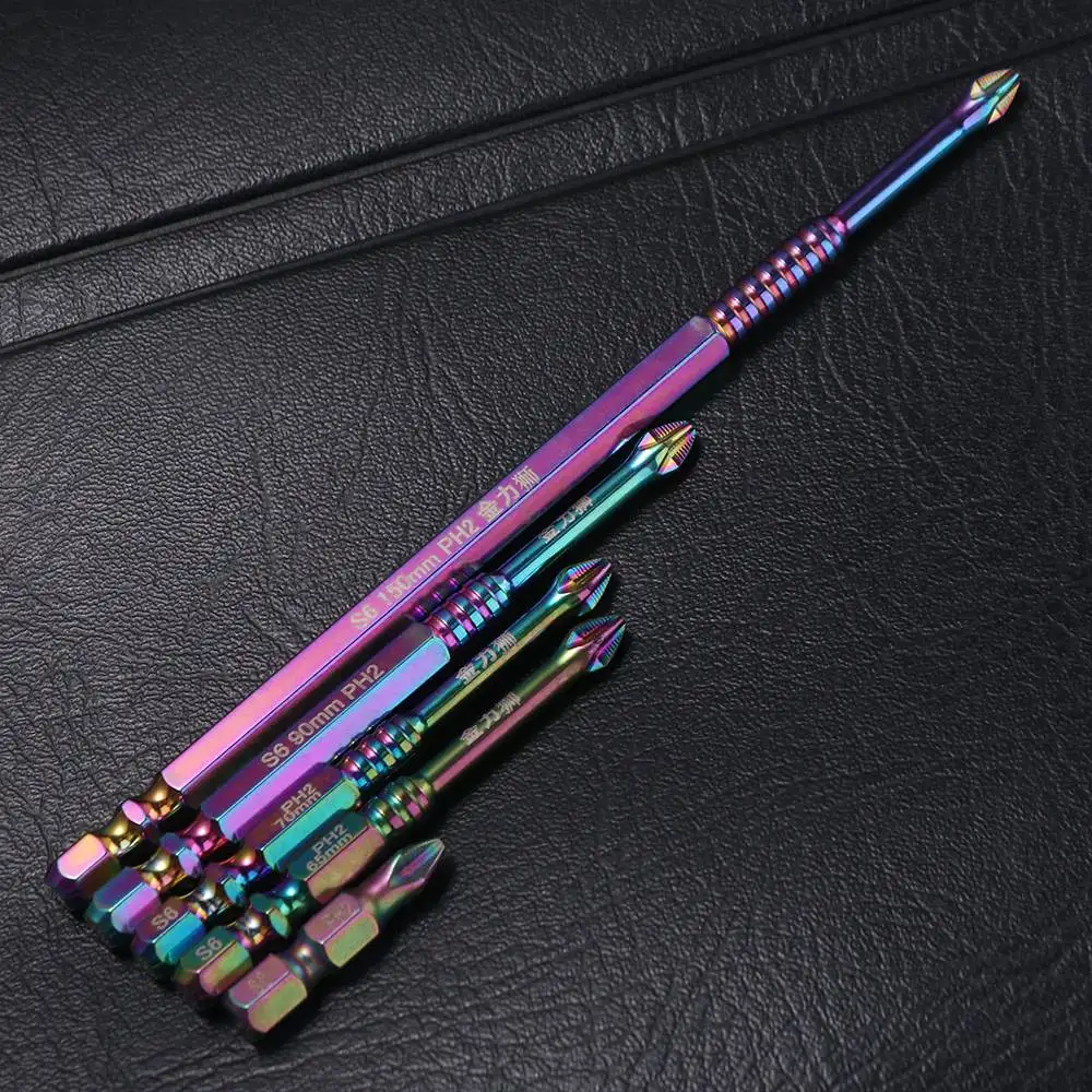 

Набор из 6/8 цветных титановых магнитных насадок S6: высокопрочные, нескользящие, для крестовых отверток, прецизионные, ударопрочные